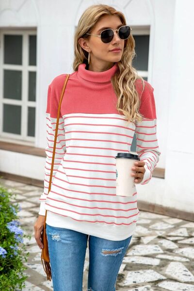 Unstoppable Striped Contrast Turtleneck Sweater