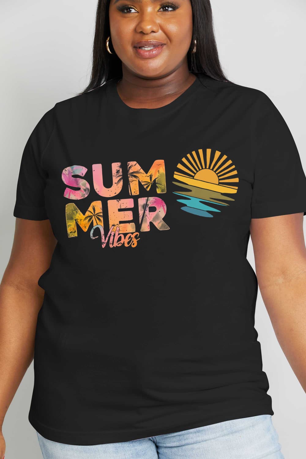 Simply Love Full Size SUMMER VIBES Graphic Cotton Tee