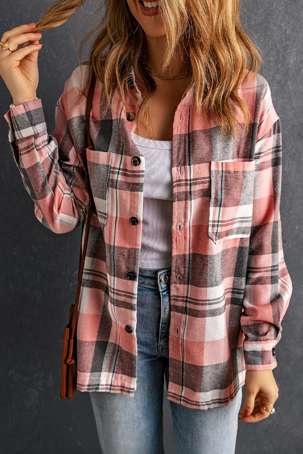 Plaid Dropped Shoulder Longline Shirt