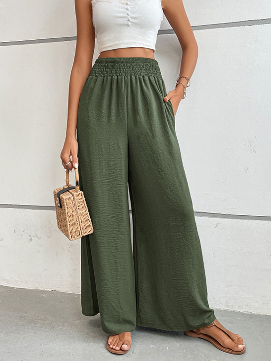 LynMaree palazzo Wide Waistband Relax Fit Long Pants