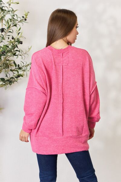 Cozy as can be -Zenana Full Size Center Seam Long Sleeve Sweatshirt