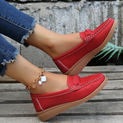 Relaxed comfort -Weave Wedge Heeled Loafers