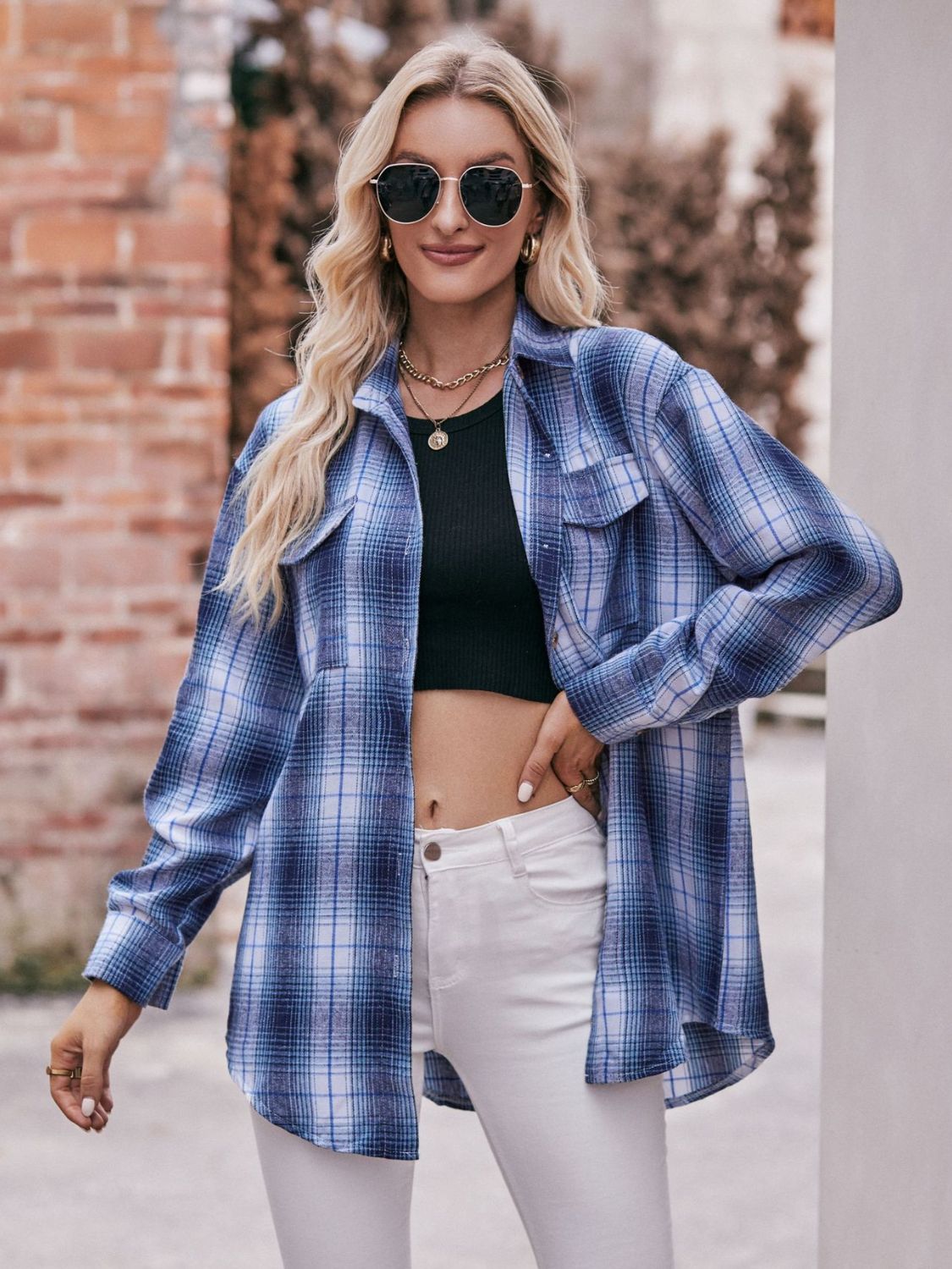 Teagan Plaid Dropped Shoulder Longline Shirt