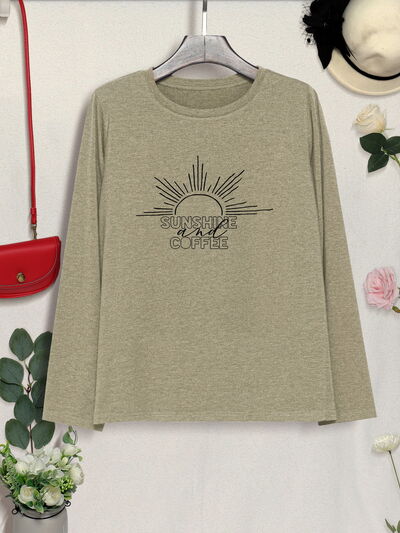 SUNSHINE COFFE Round Neck Long Sleeve T-Shirt