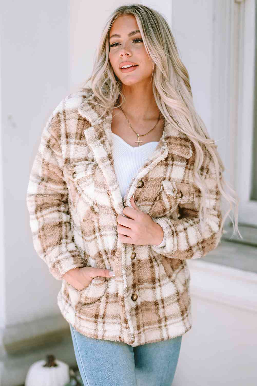 What I really want -Plaid Collared Neck Jacket