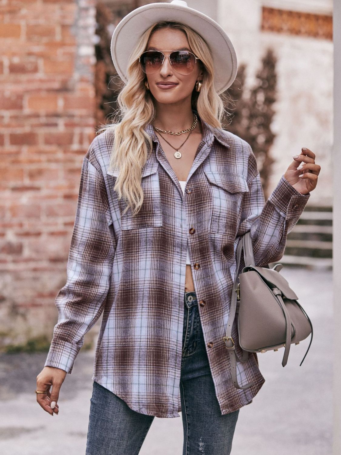 Teagan Plaid Dropped Shoulder Longline Shirt