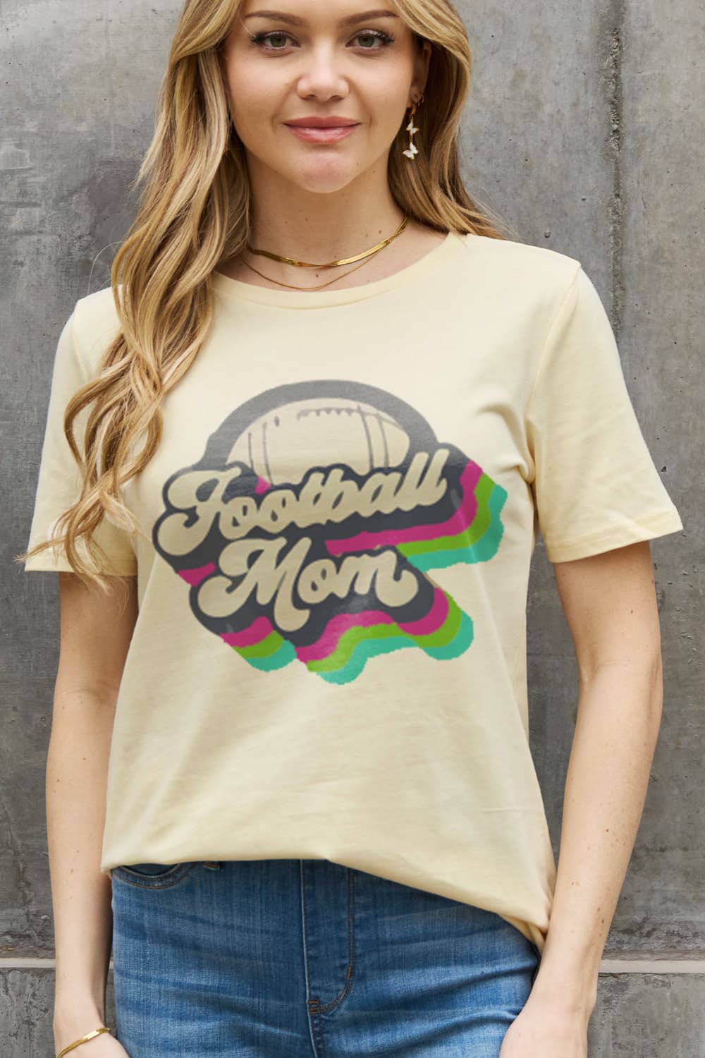 Simply Love Full Size FOOTBALL MOM Graphic Cotton Tee