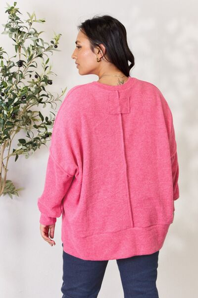 Cozy as can be -Zenana Full Size Center Seam Long Sleeve Sweatshirt