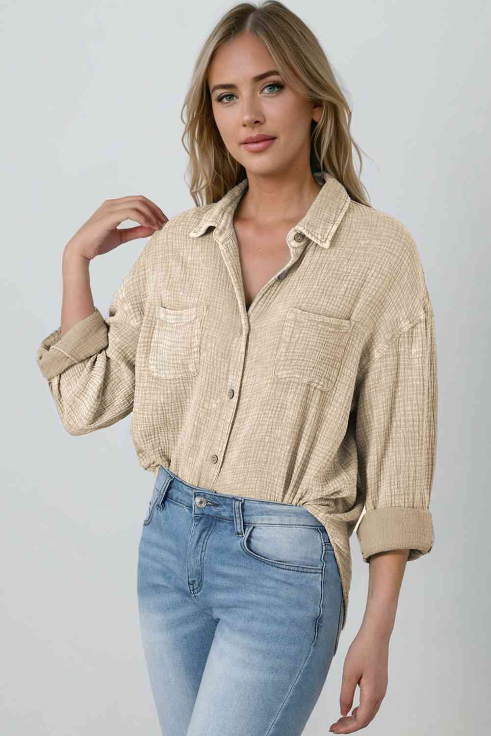 Textured Button Down Shirt