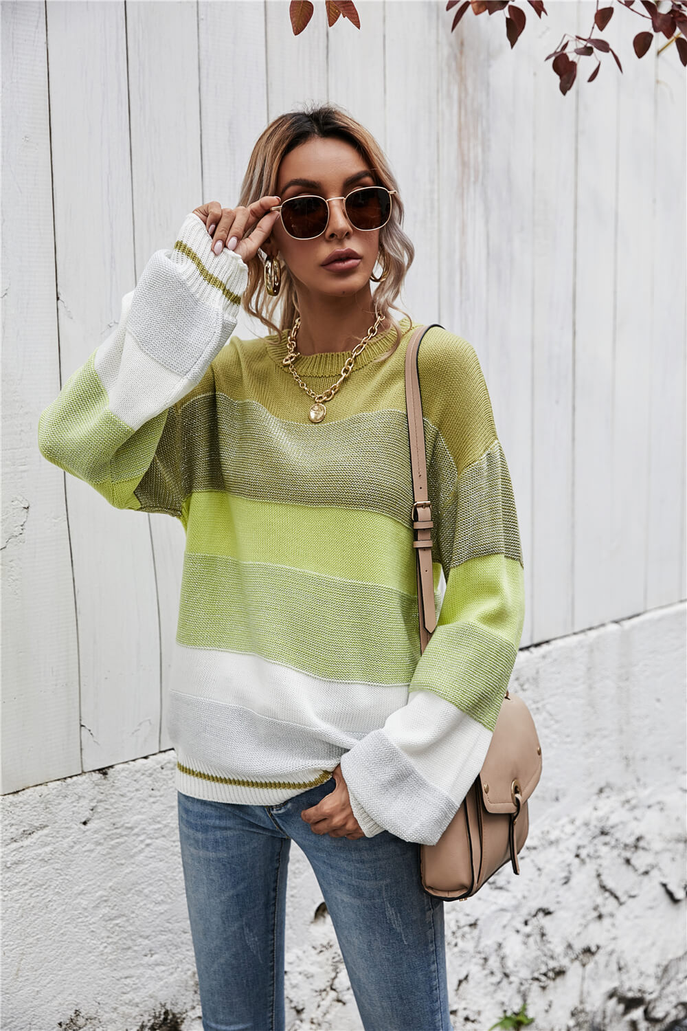 Striped Ribbed Trim Sweater