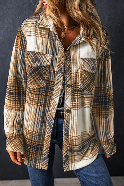 Up North Plaid Pocketed Dropped Shoulder Coat