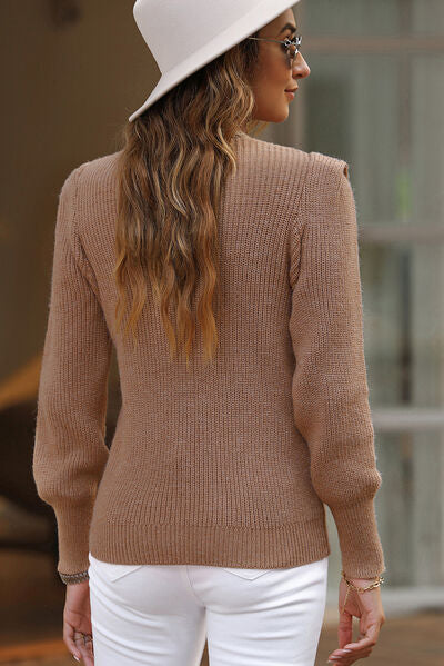 Once in a lifetime -Notched Long Sleeve Sweater