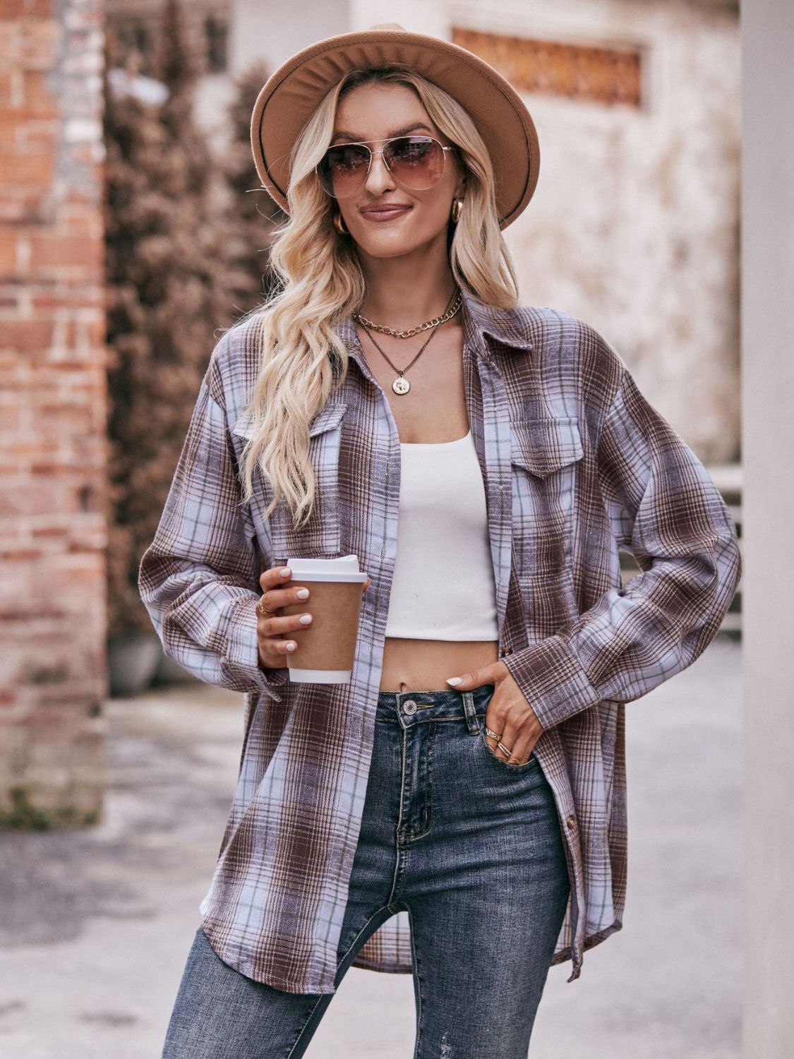 Teagan Plaid Dropped Shoulder Longline Shirt