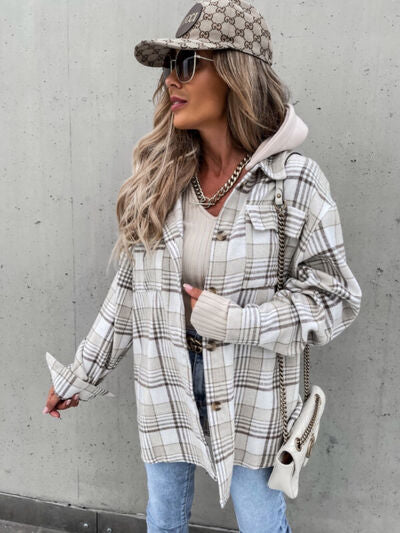 Meridian Plaid Dropped Shoulder Hooded Jacket