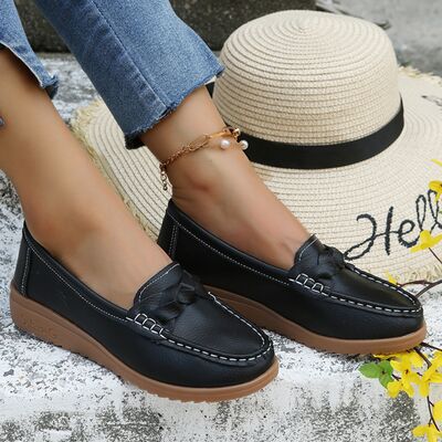 Relaxed comfort -Weave Wedge Heeled Loafers