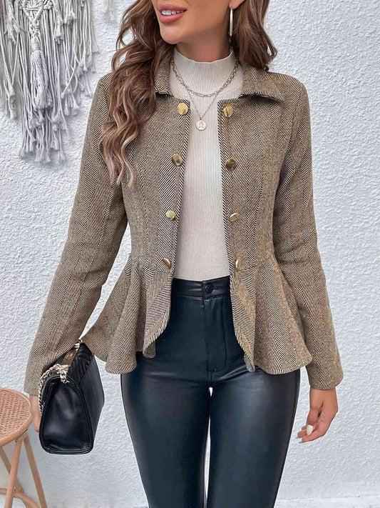 “Feelin’ good” -Ruffle Hem Collared Blazer