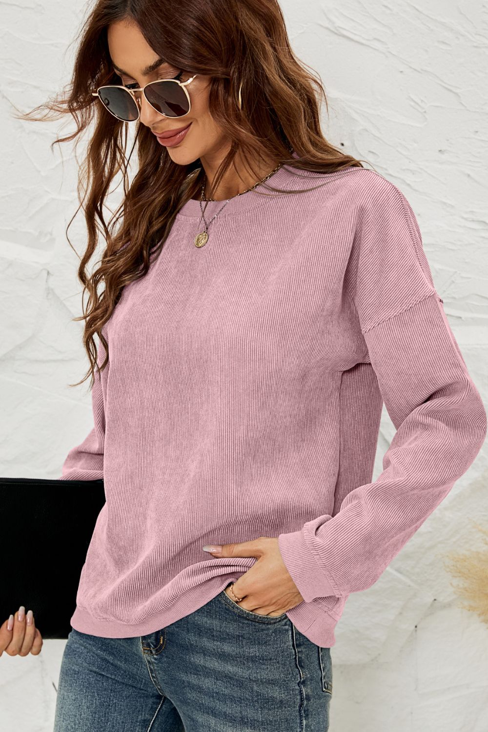 Dropped Shoulder Round Neck Sweatshirt