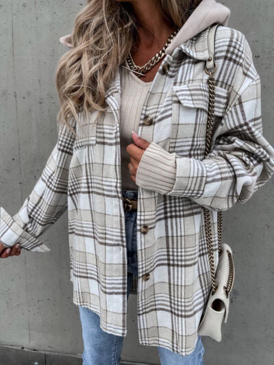 Meridian Plaid Dropped Shoulder Hooded Jacket