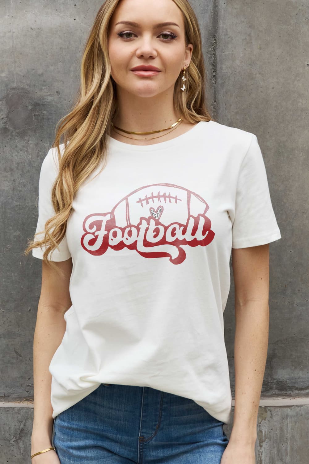 Simply Love Full Size FOOTBALL Graphic Cotton Tee