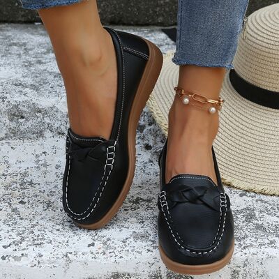 Relaxed comfort -Weave Wedge Heeled Loafers