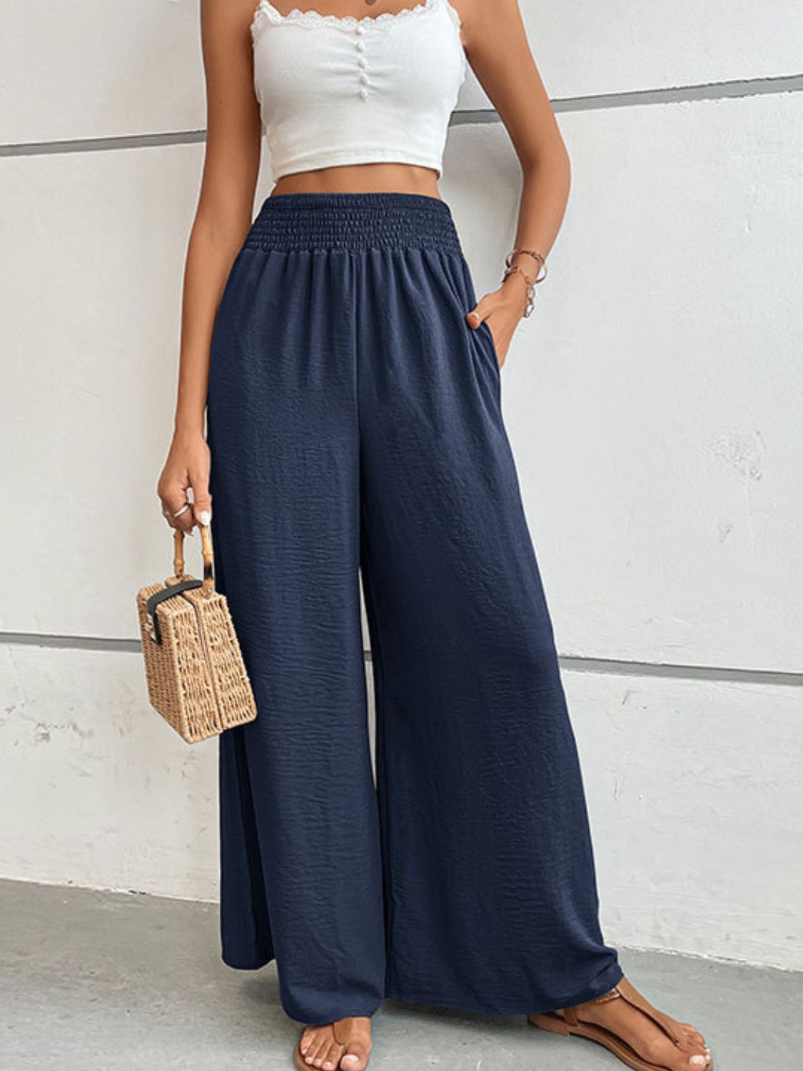 LynMaree palazzo Wide Waistband Relax Fit Long Pants