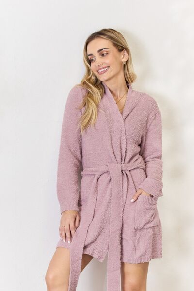 Follow your dreams -Hailey & Co Tie Front Long Sleeve Robe