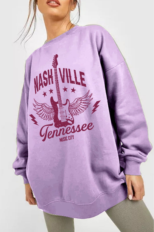 Simply Love Full Size NASHVILLE TENNESSEE MUSIC CITY Graphic Sweatshirt