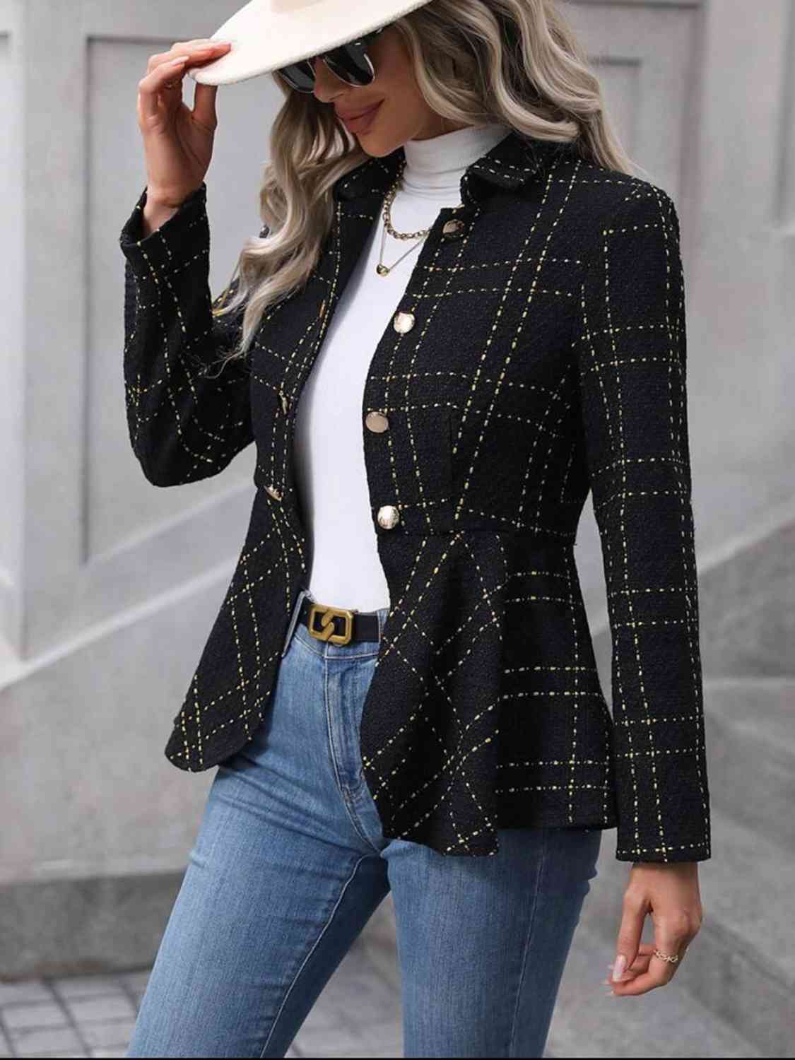 “Feelin’ good” -Ruffle Hem Collared Blazer