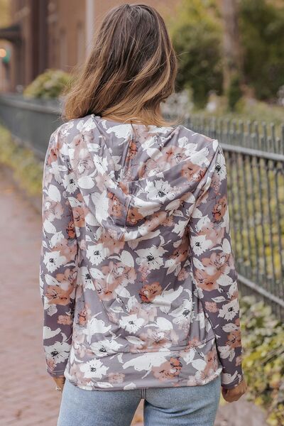 Feel the love Floral Zip Up Pocketed Hoodie