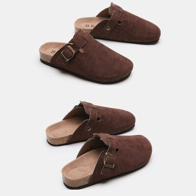 Take it easy -Suede Closed Toe Buckle Slide