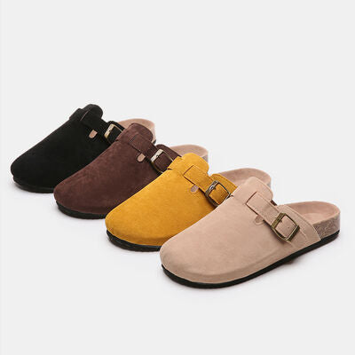 Take it easy -Suede Closed Toe Buckle Slide