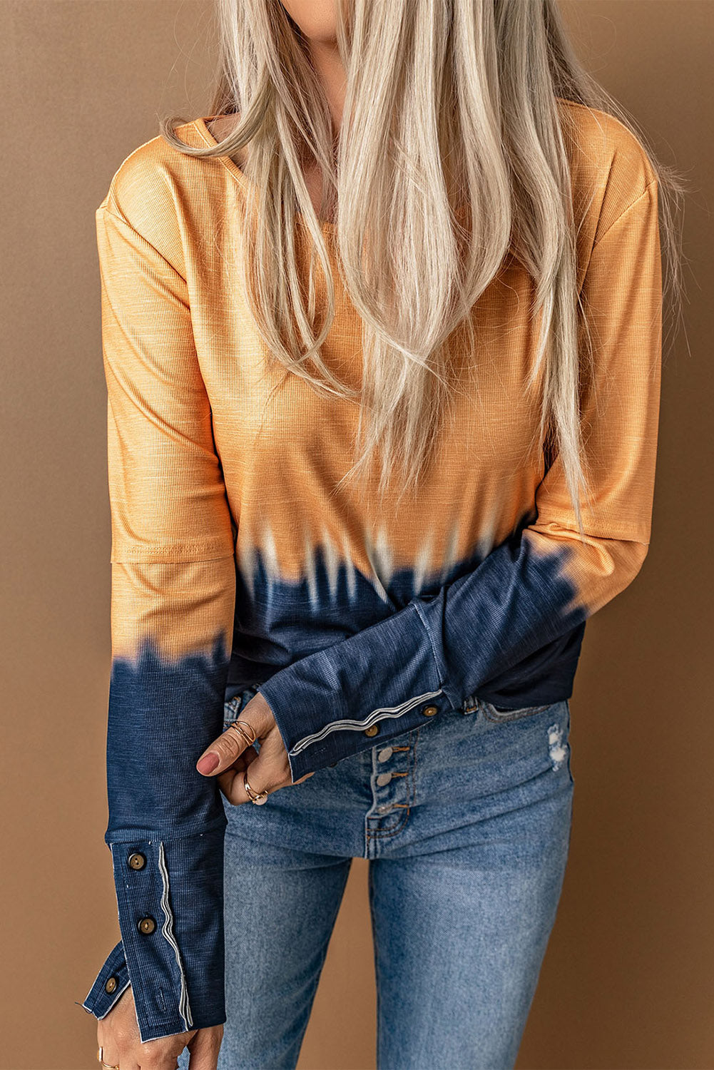 Contrast Boat Neck Long Sleeve Top