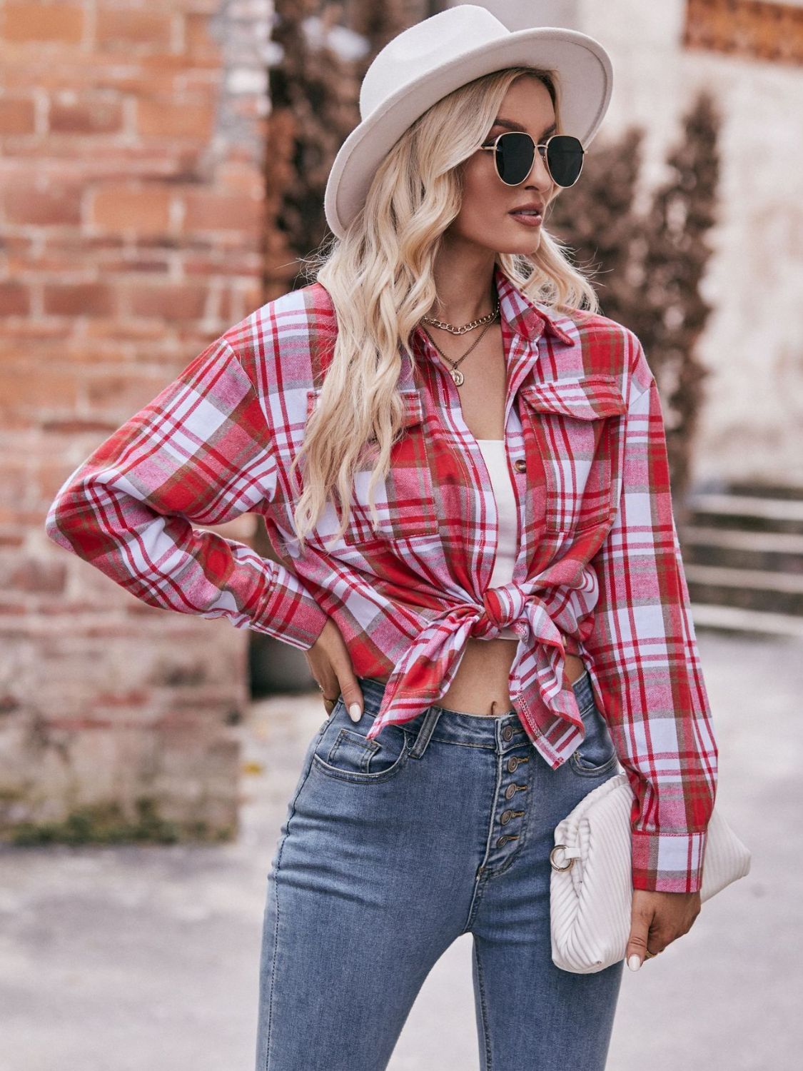 Teagan Plaid Dropped Shoulder Longline Shirt