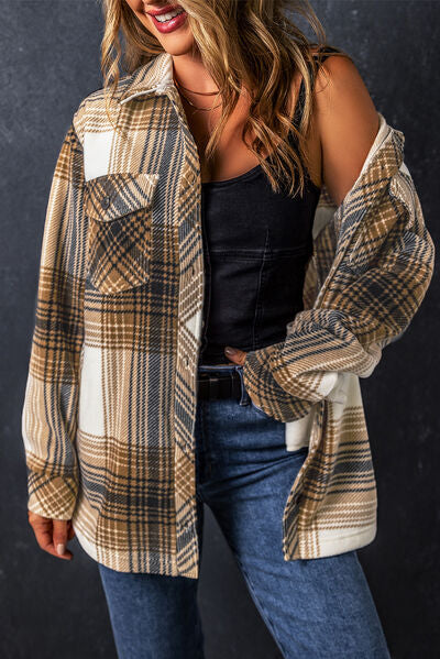 Up North Plaid Pocketed Dropped Shoulder Coat