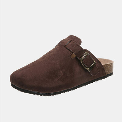 Take it easy -Suede Closed Toe Buckle Slide