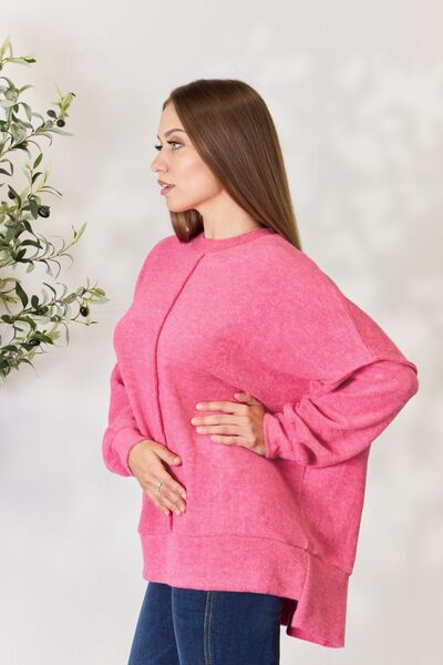 Cozy as can be -Zenana Full Size Center Seam Long Sleeve Sweatshirt