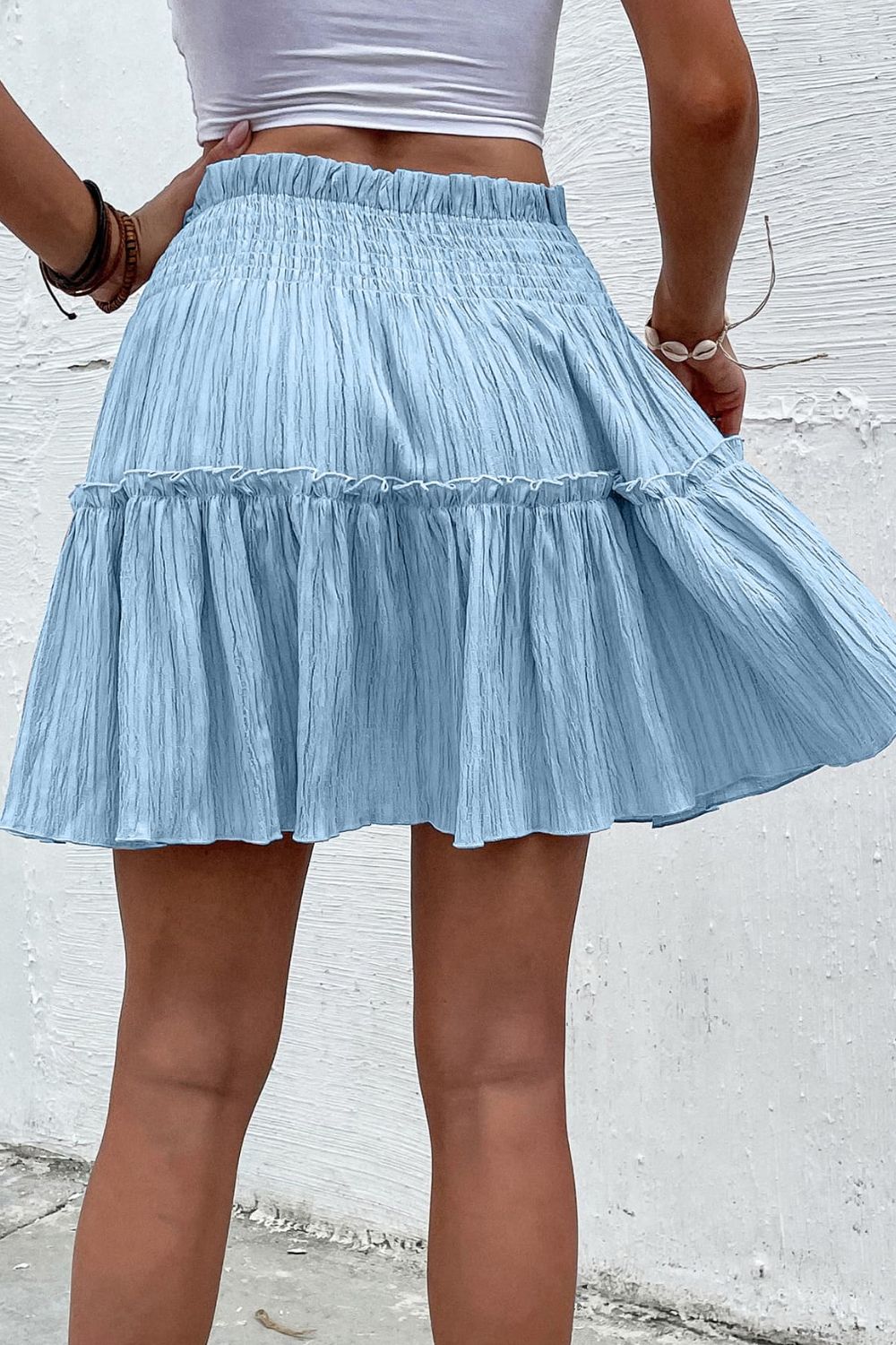 Logan Smocked Waist Frill Trim Skirt