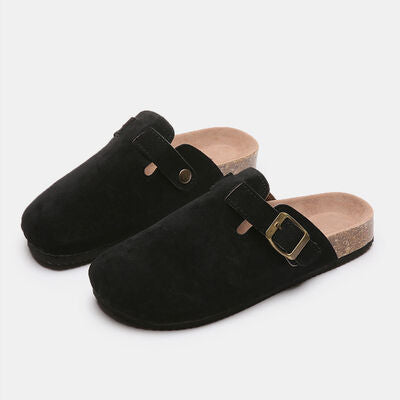 Take it easy -Suede Closed Toe Buckle Slide