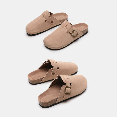 Take it easy -Suede Closed Toe Buckle Slide