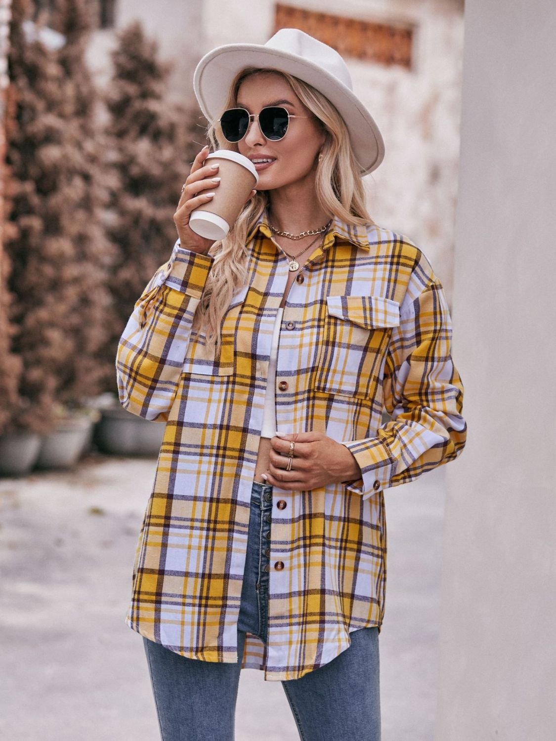 Teagan Plaid Dropped Shoulder Longline Shirt