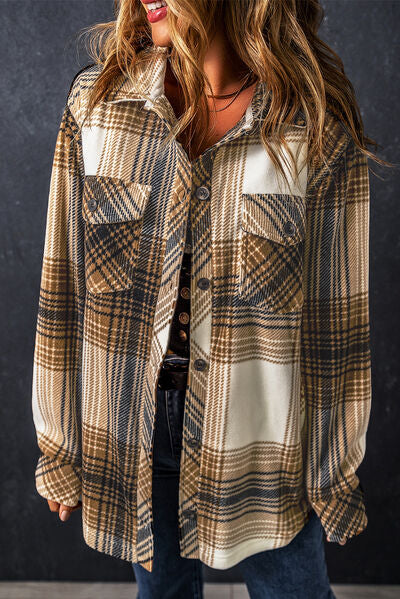 Up North Plaid Pocketed Dropped Shoulder Coat