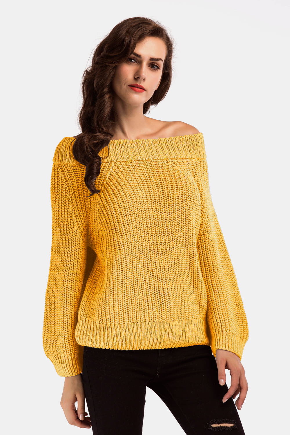 Off-Shoulder Long Sleeve Sweater