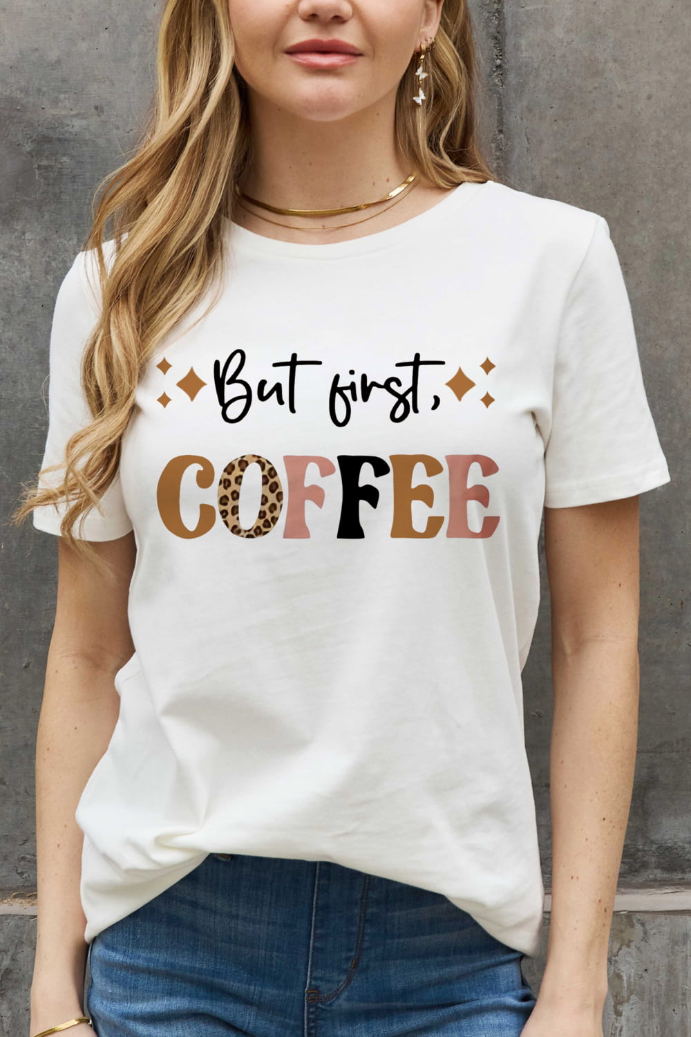 Simply Love Full Size  BUT FIRST COFFEE Graphic Cotton Tee