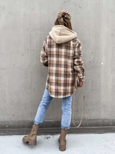 Meridian Plaid Dropped Shoulder Hooded Jacket