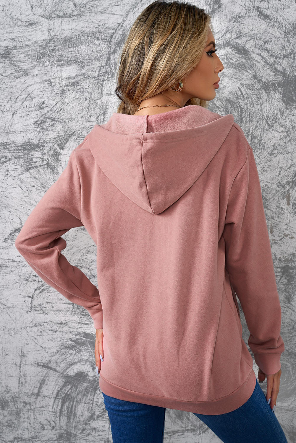 Half-Zip Drawstring Hoodie with Pockets