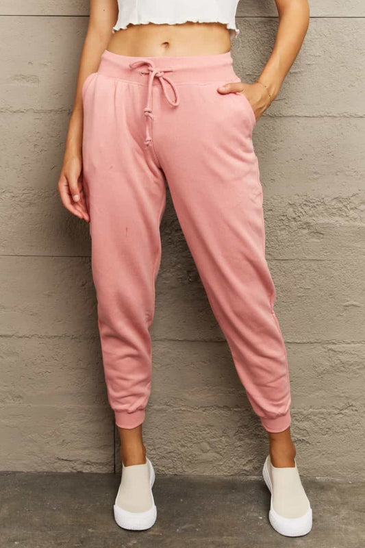 Full Size Tie Waist Long Sweatpants