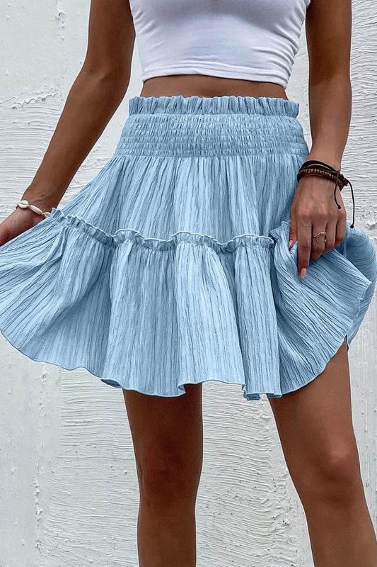 Logan Smocked Waist Frill Trim Skirt