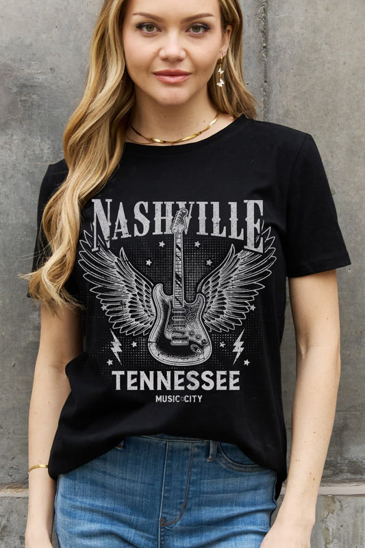 Simply Love Full Size NASHVILLE TENNESSEE MUSIC CITY Graphic Cotton Tee