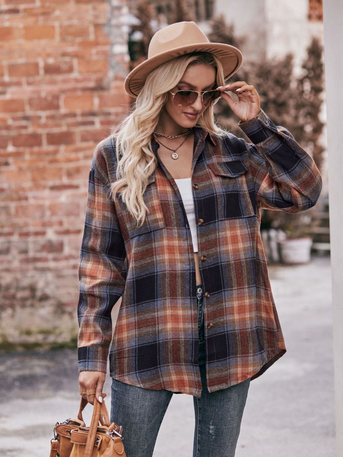 Teagan Plaid Dropped Shoulder Longline Shirt