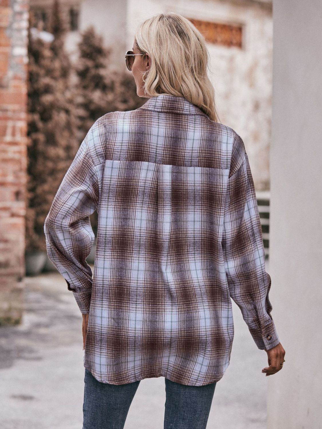 Teagan Plaid Dropped Shoulder Longline Shirt